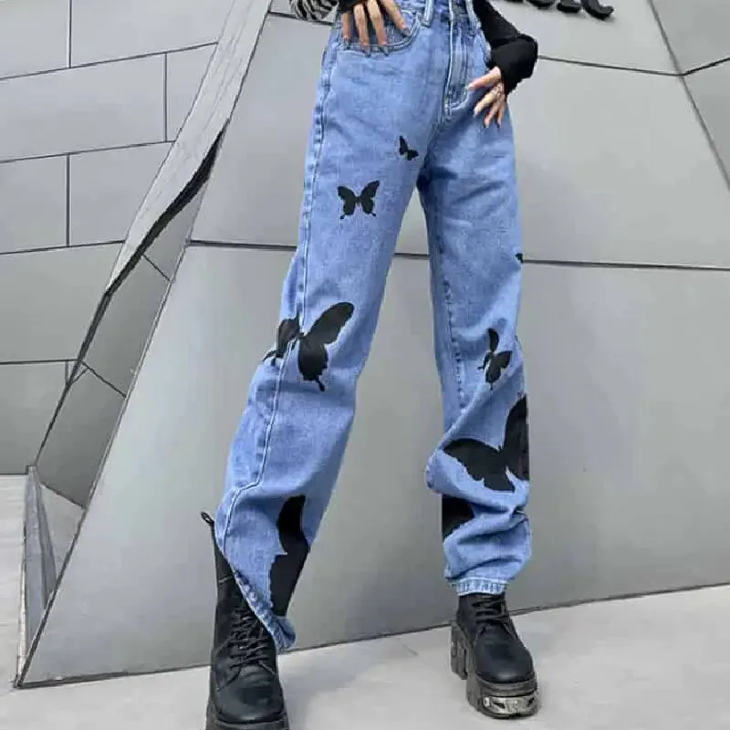 Black Butterflies Jeans