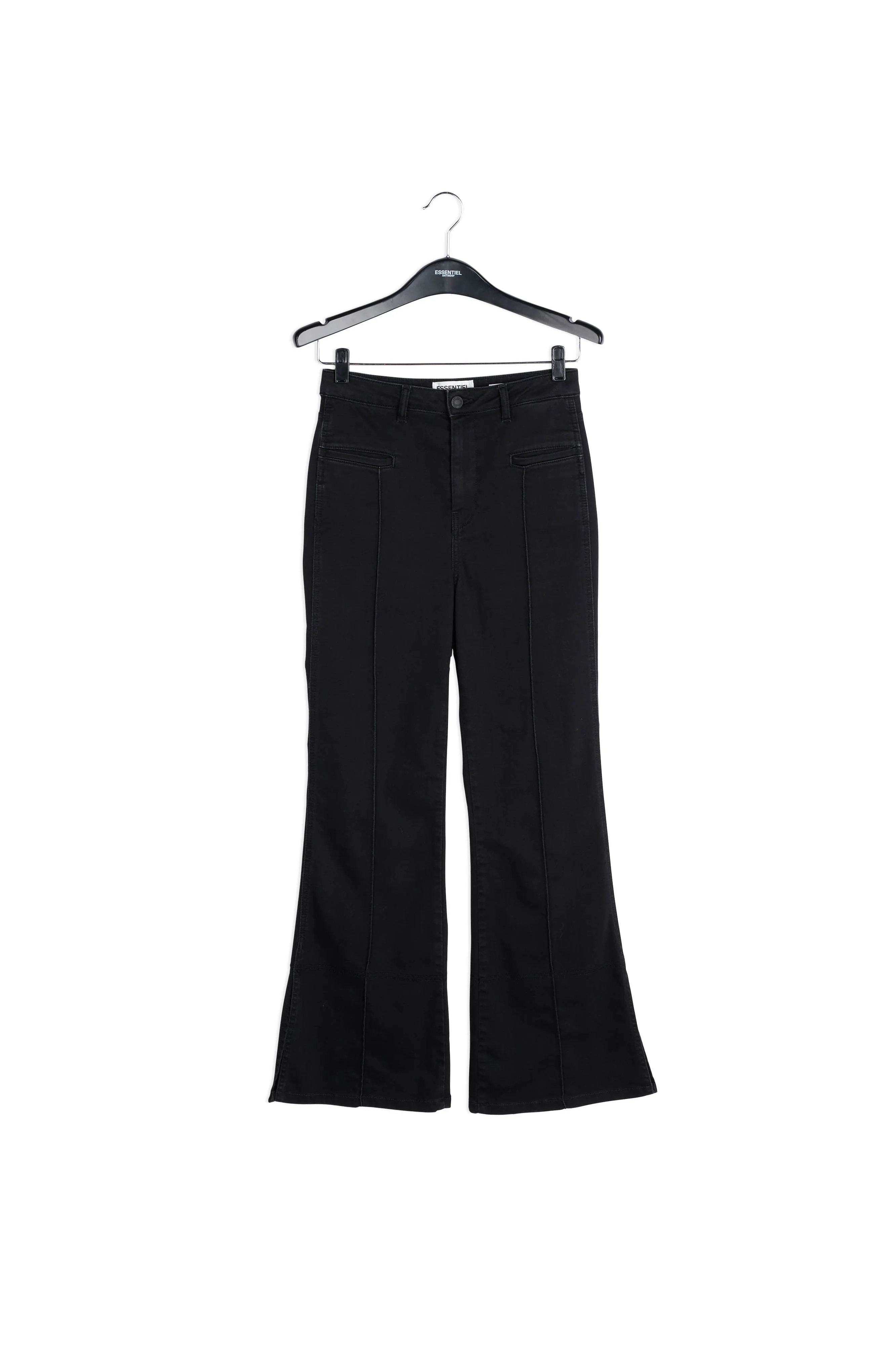 Black cotton-blend flared jeans