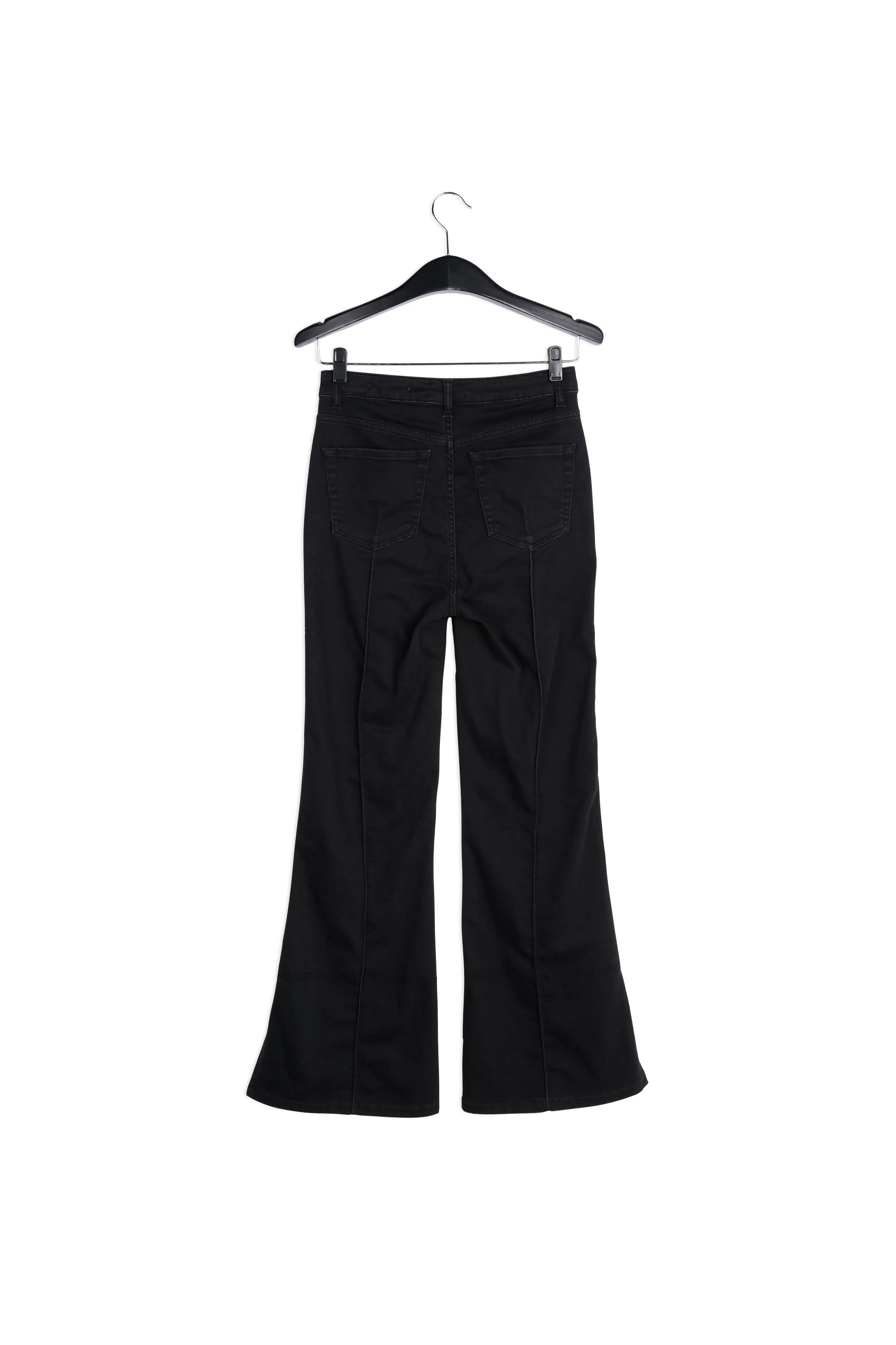 Black cotton-blend flared jeans
