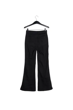 Black cotton-blend flared jeans