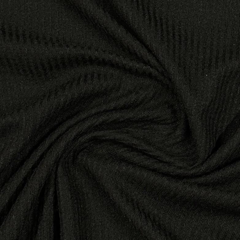 Black Merino Wool Blend Jersey Fabric