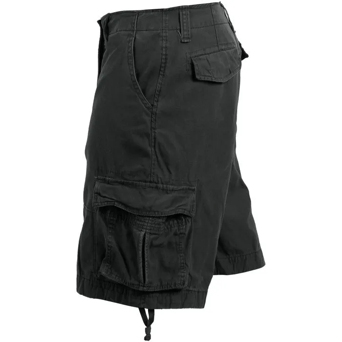 Black - Vintage Infantry Utility Army BDU Cargo Shorts - Heavyweight Cotton - Zipper Fly