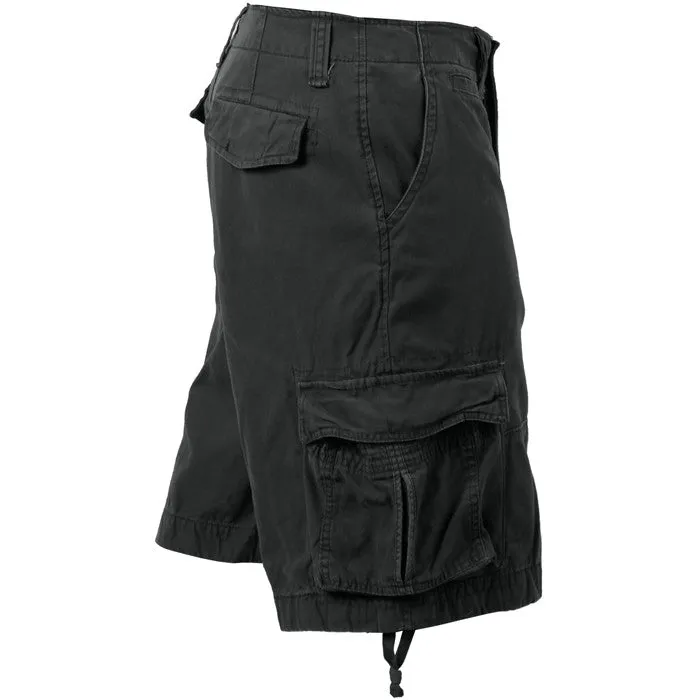 Black - Vintage Infantry Utility Army BDU Cargo Shorts - Heavyweight Cotton - Zipper Fly