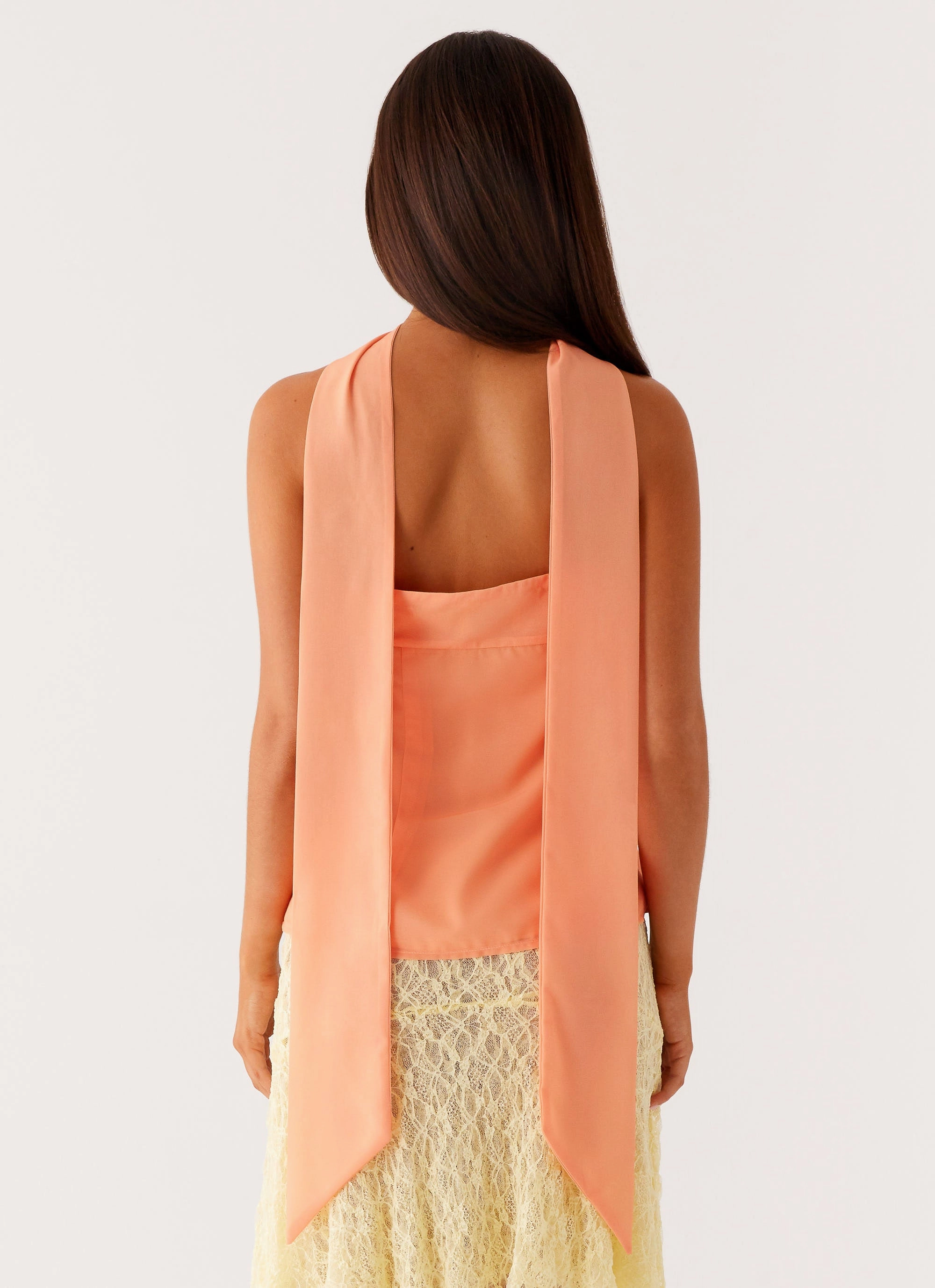 Blaise Scarf Top - Orange Floral MeshPanel