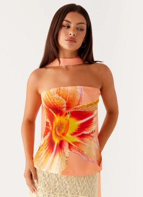 Blaise Scarf Top - Orange Floral FlexFoamInserts