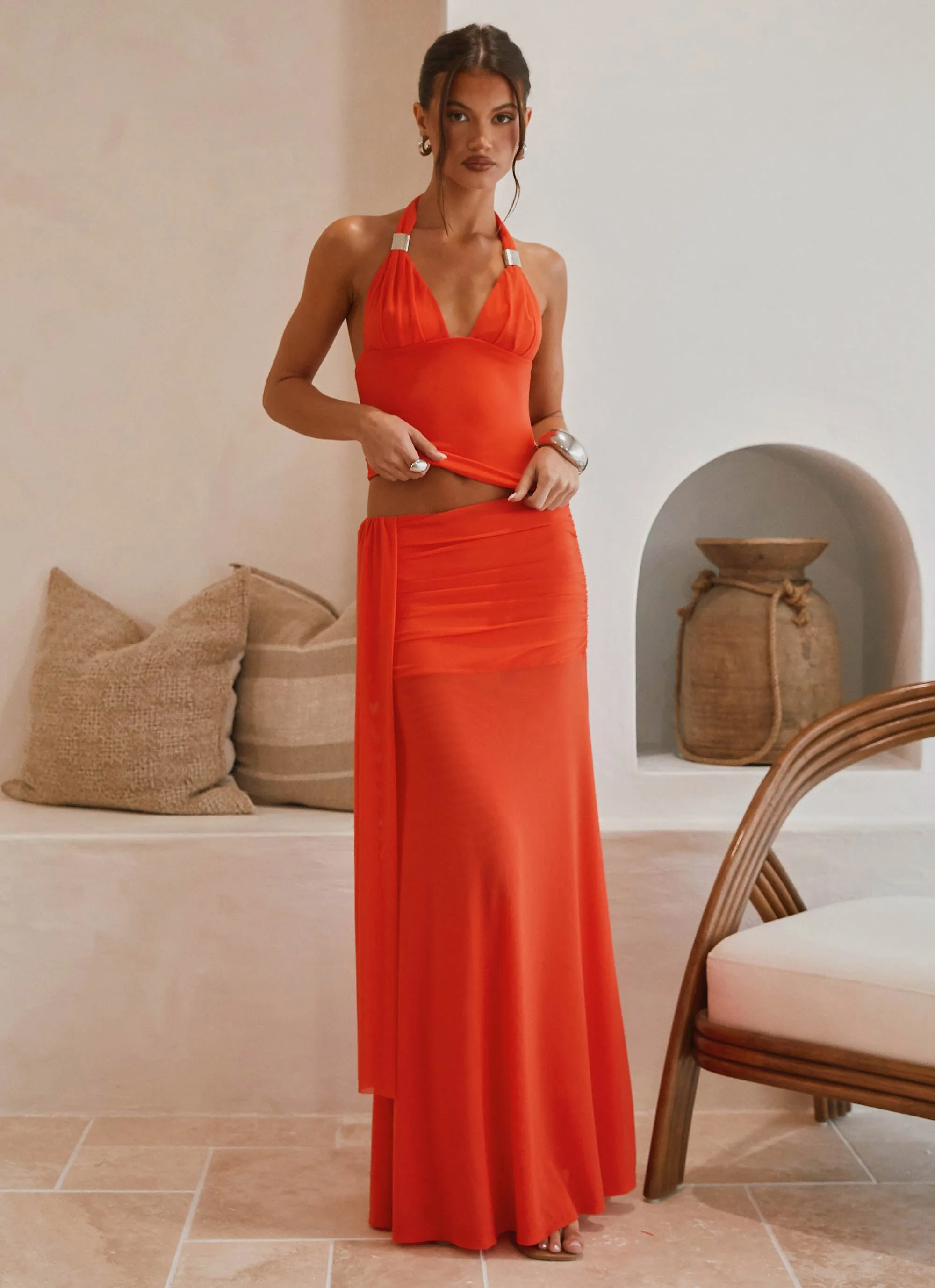 StaticResistantFabric Blaze Halter Top - Fire Red