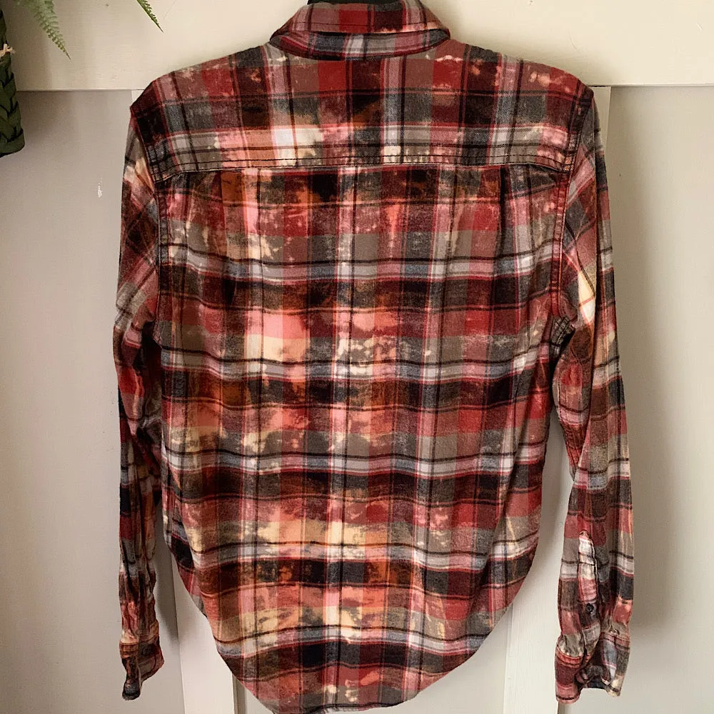 Bleached Orange & Brown Plaid Flannel