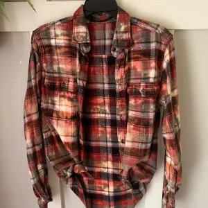 Bleached Orange & Brown Plaid Flannel