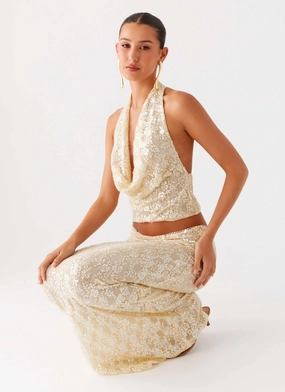 Reflective Bands Bling It On Cowl Top - Ivory