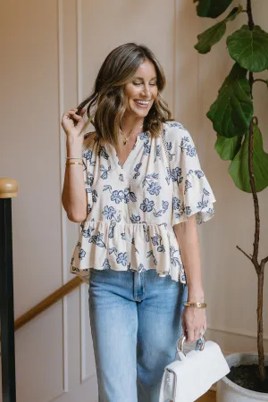 TaglessLabel Comfortable Design Blue Bonnet Top