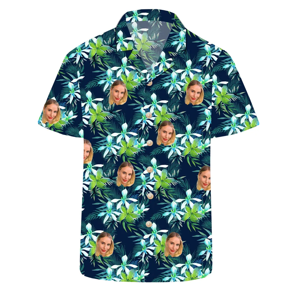 Blue Island Men's Hawaiian Shirt Summer Short Sleeve Top
