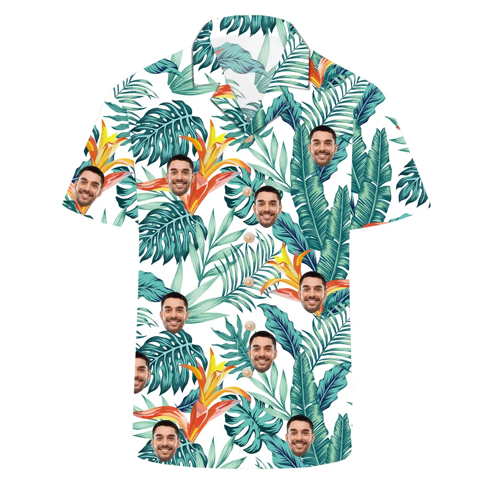 Blue Island Men's Hawaiian Shirt Summer Short Sleeve Top