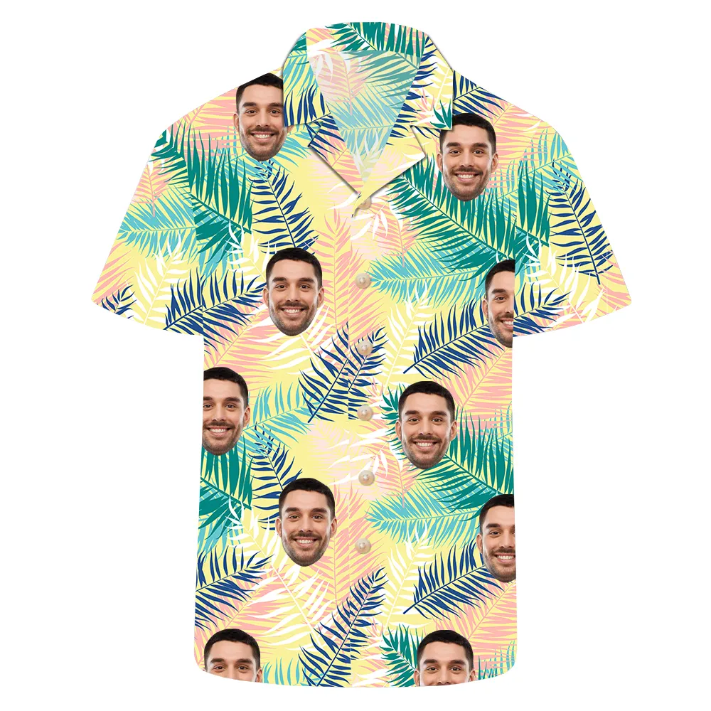 Blue Island Men's Hawaiian Shirt Summer Short Sleeve Top