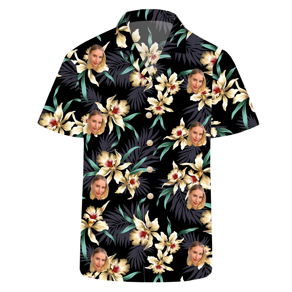 Blue Island Men's Hawaiian Shirt Summer Short Sleeve Top