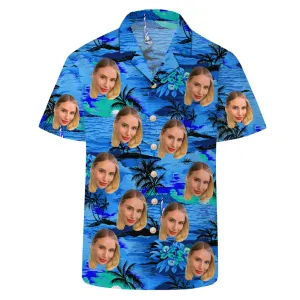 Blue Island Men's Hawaiian Shirt Summer Short Sleeve Top