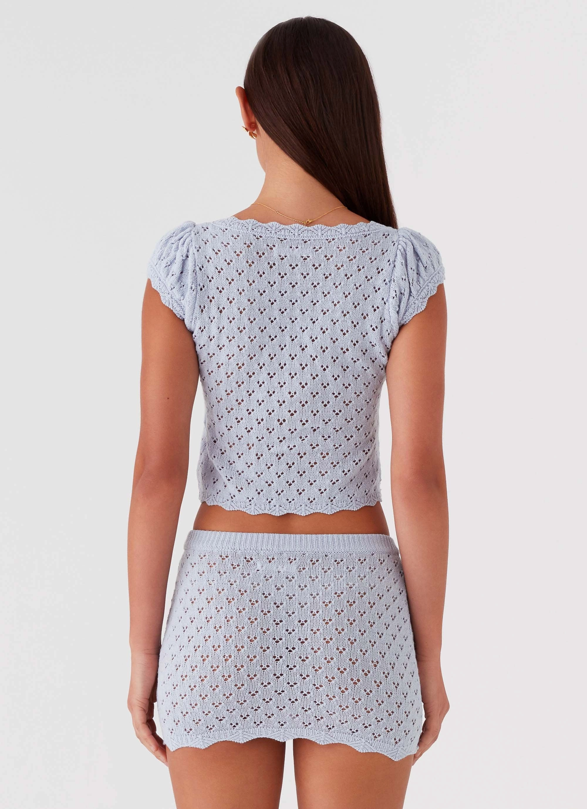 Abrasion Proof Edging Quick Release Fasteners Blue Bird Knit Top - Blue Dusk