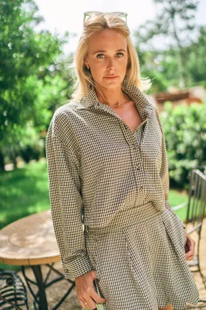 Rubberized grip Neutral Shade MASON'S DAUGHTER | the Cropped Boyfriend Shirt, Black & Ivory Gingham