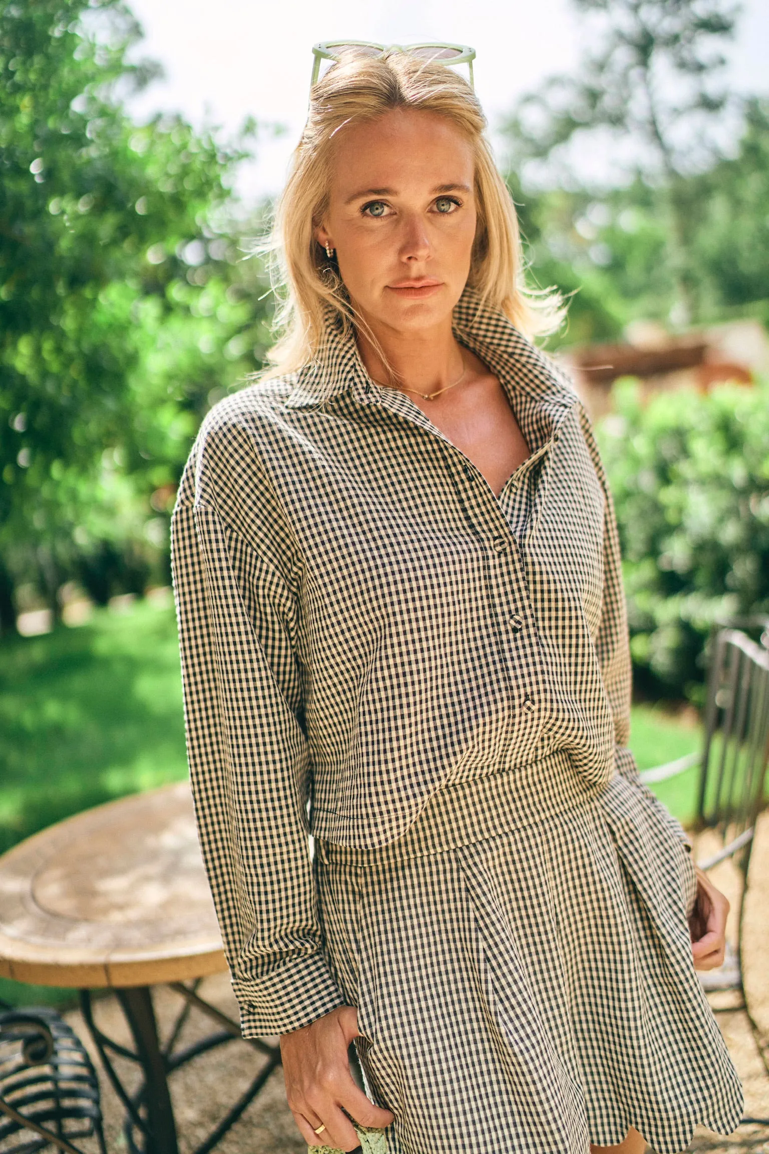 Rubberized grip Neutral Shade MASON'S DAUGHTER | the Cropped Boyfriend Shirt, Black & Ivory Gingham