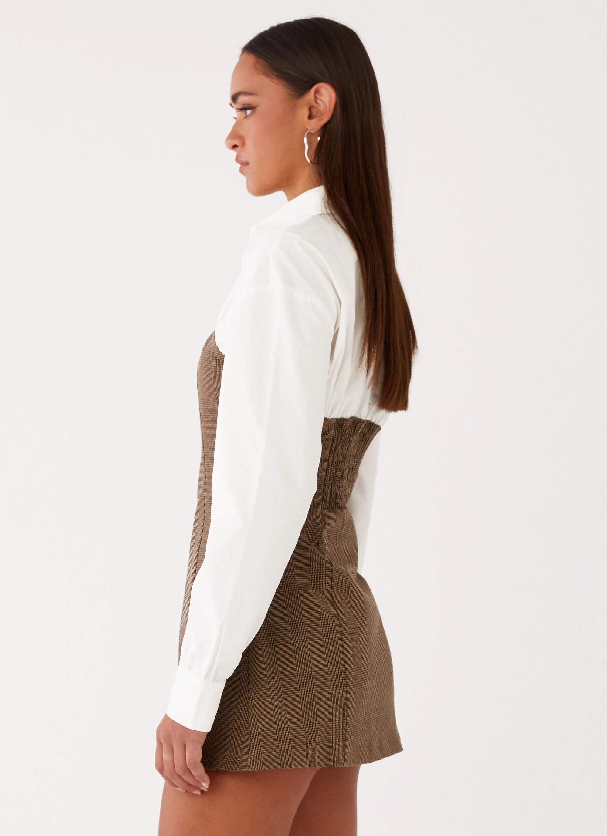 Adelaide Shirt Mini Dress - Brown Casual event dress