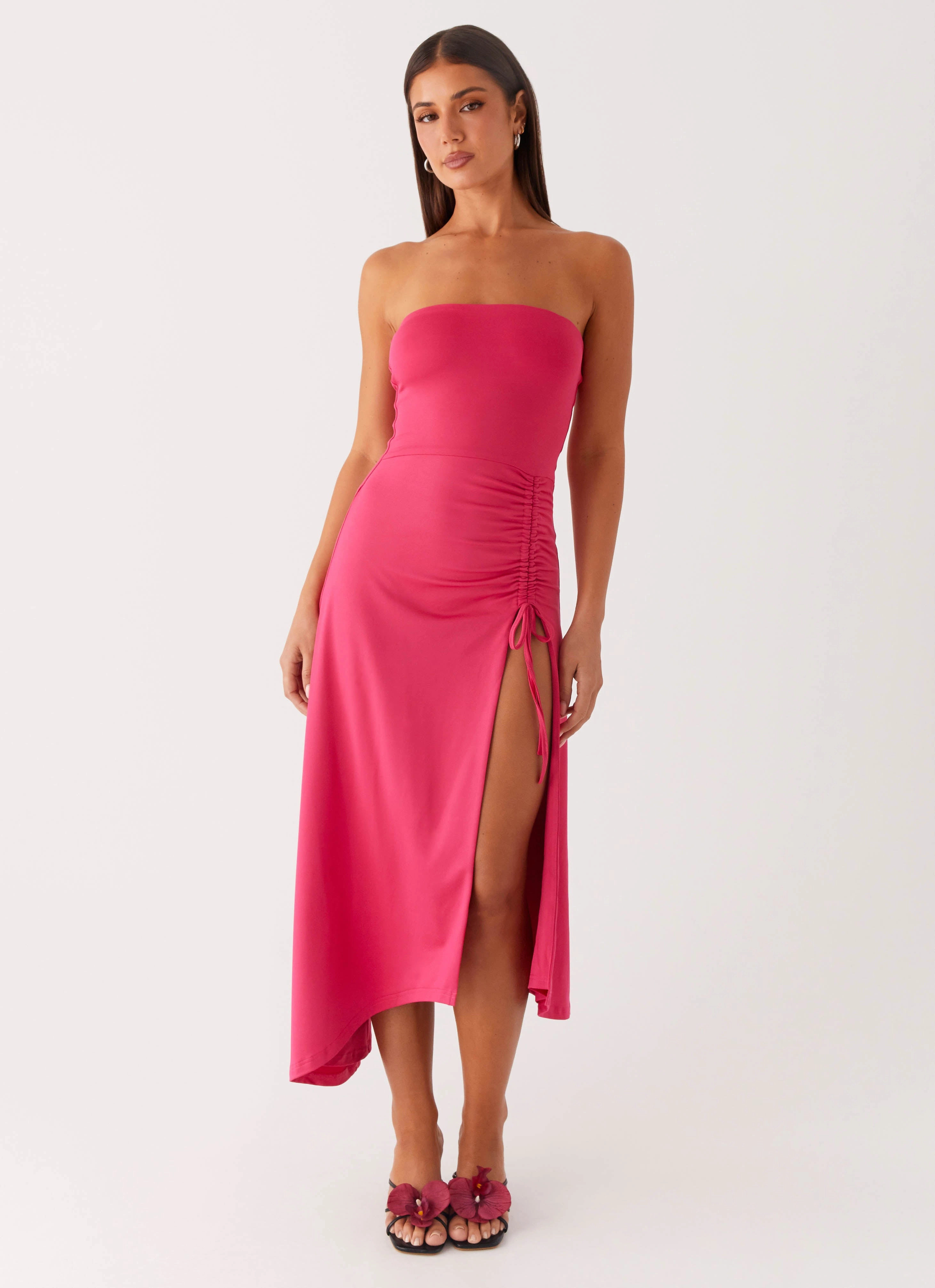 Fresh Stitch Modern Appearance Laoise Midi Dress - Hot Pink
