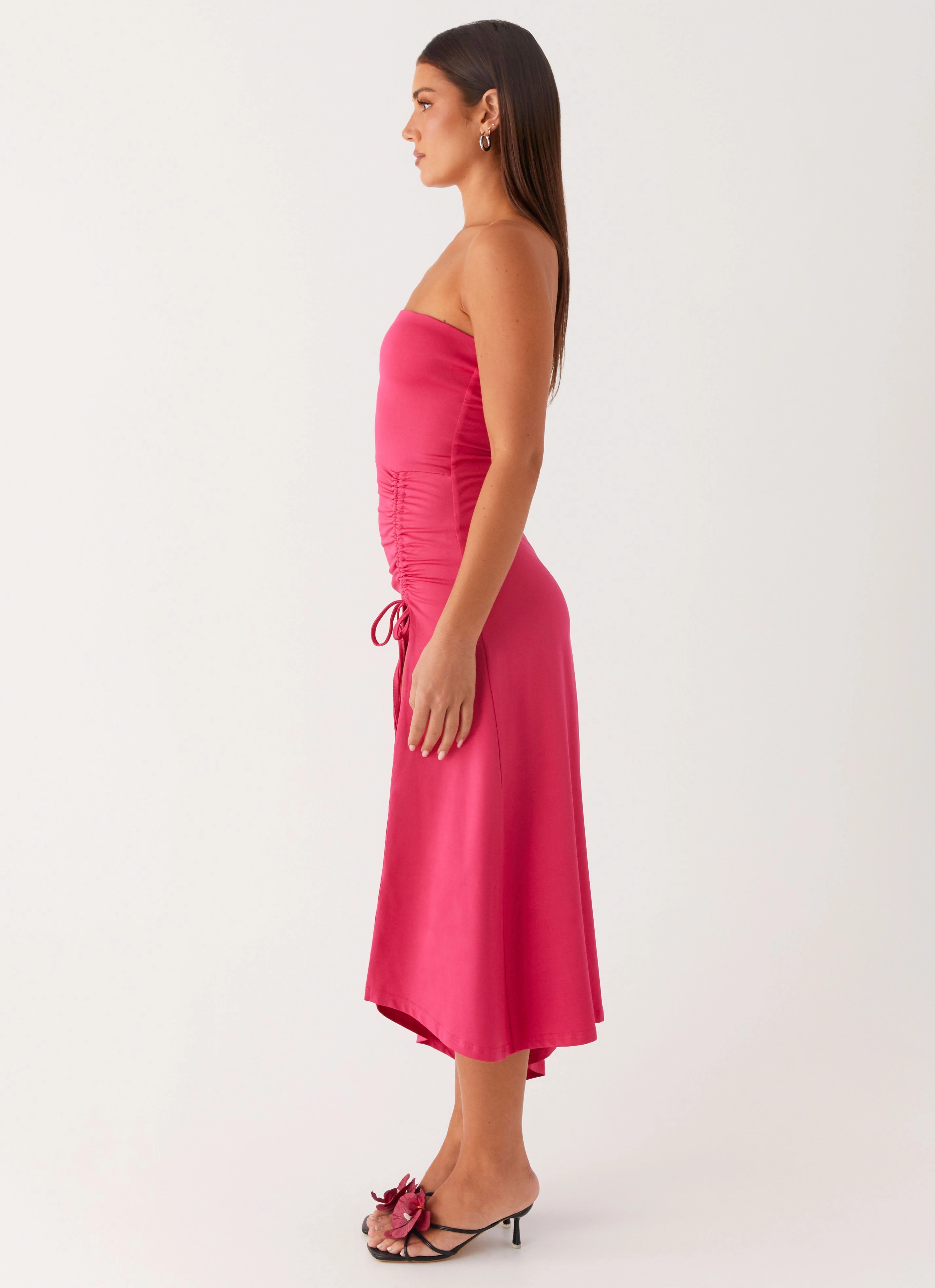 ElasticWaistband Cocktail Ready Laoise Midi Dress - Hot Pink