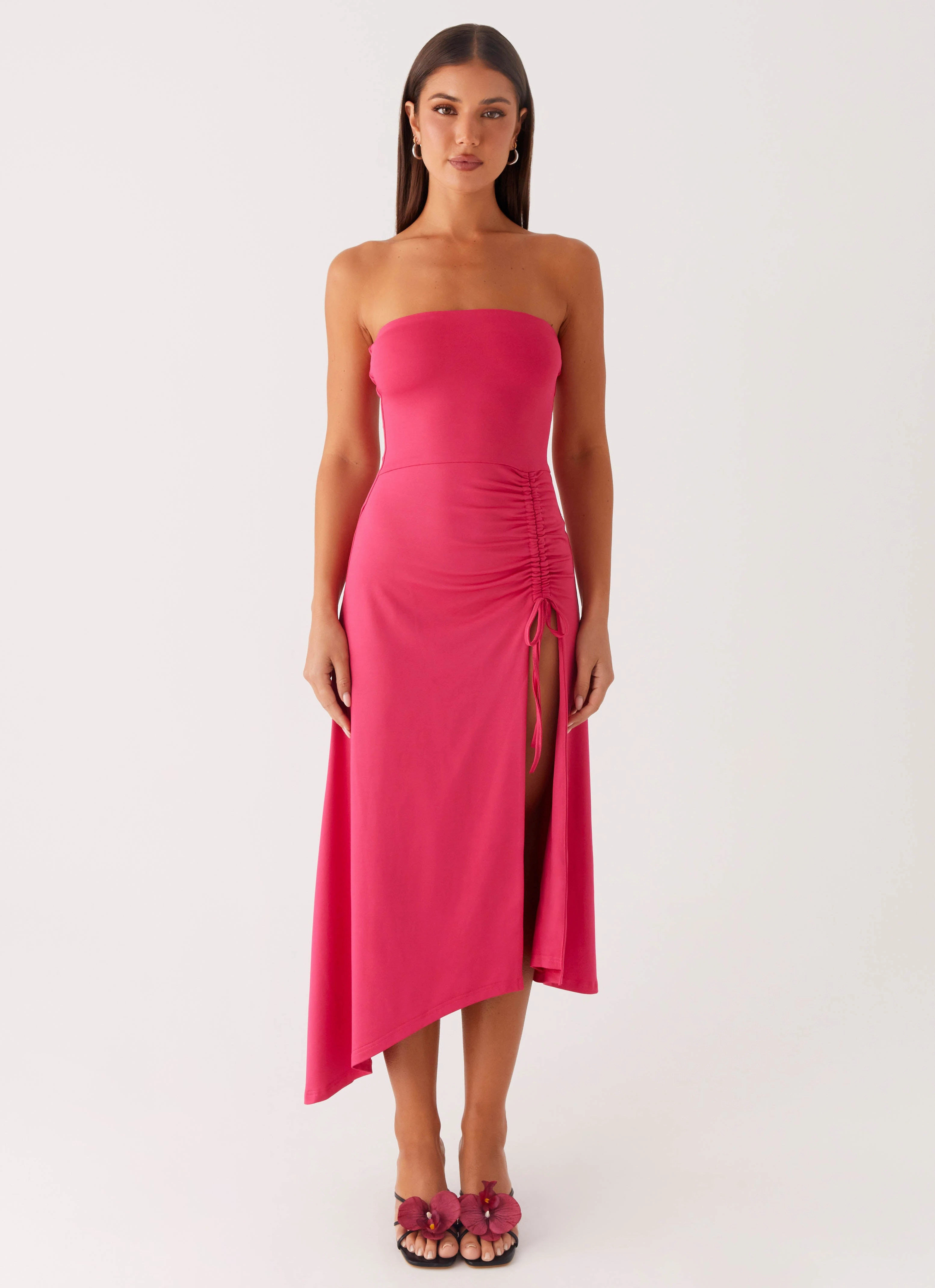 Natural Fit Fall Fashion Laoise Midi Dress - Hot Pink