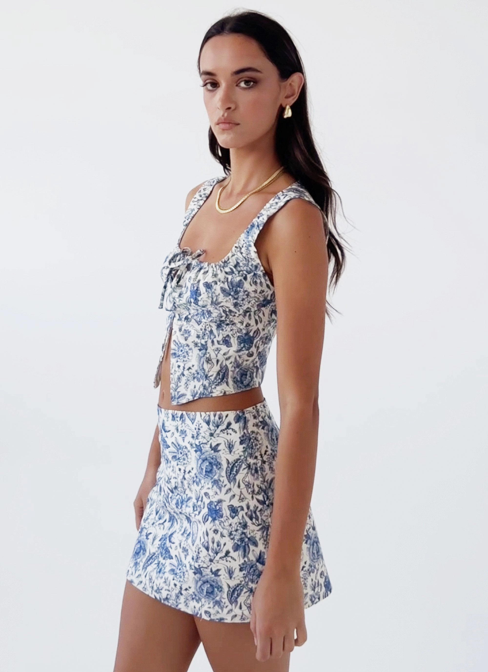 Simple Comfort Take Me Away Mini Skirt - Blue Paisley