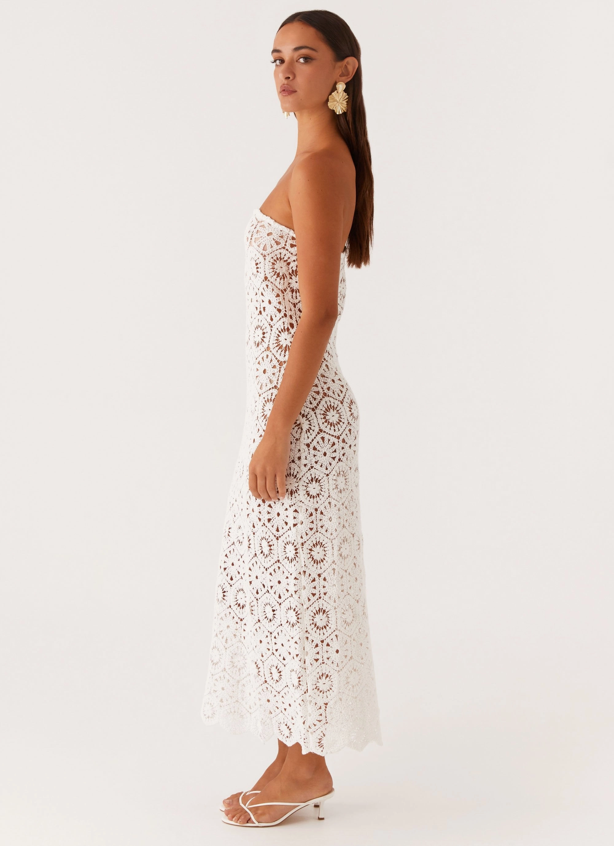 Kingsly Crochet Maxi Dress - White Neutral Form