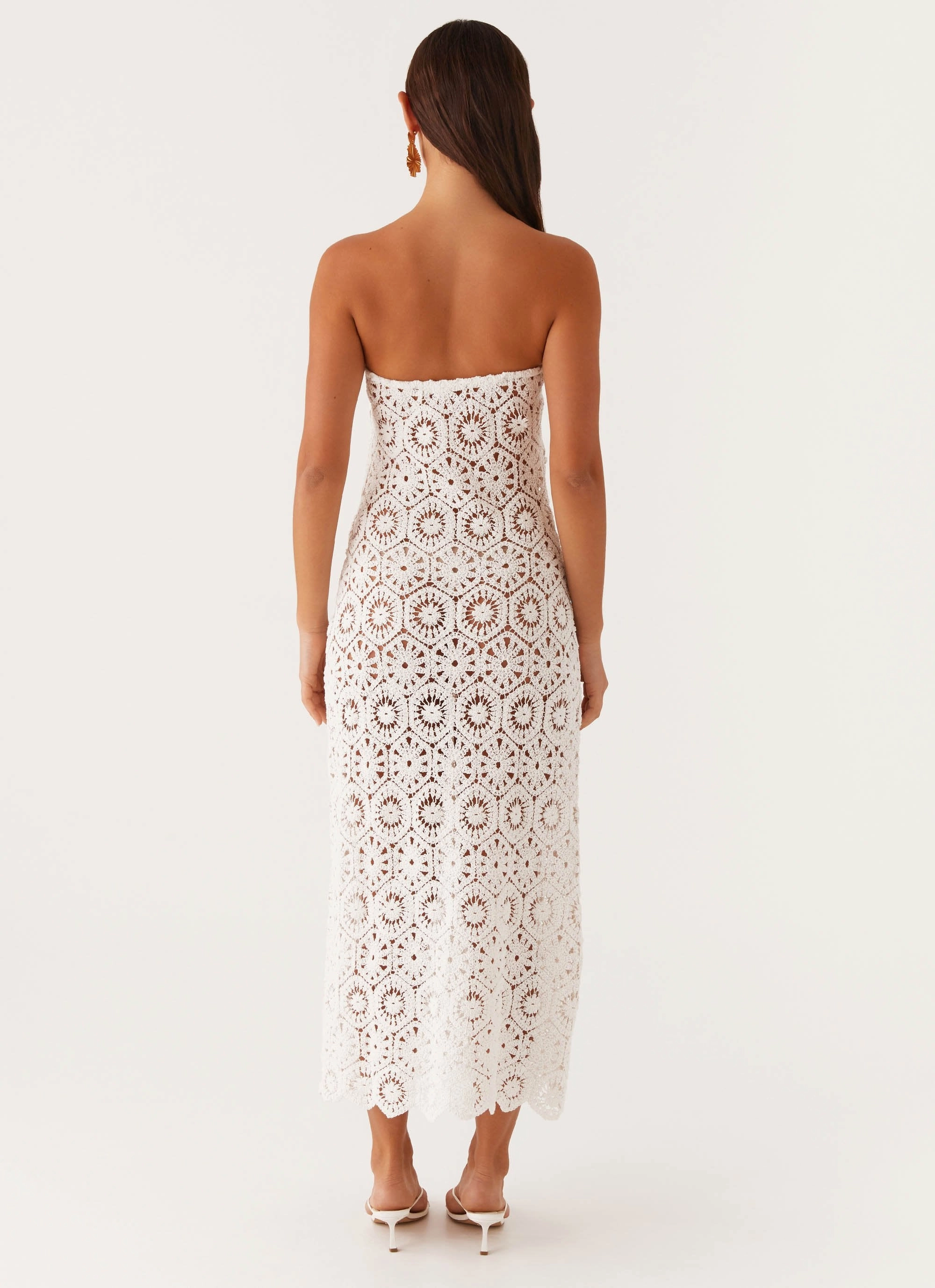 Kingsly Crochet Maxi Dress - White Chic and Cozy