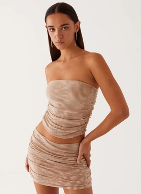 Smooth Layer Refined Texture Brightside Rhinestone Mini Skirt - Silver