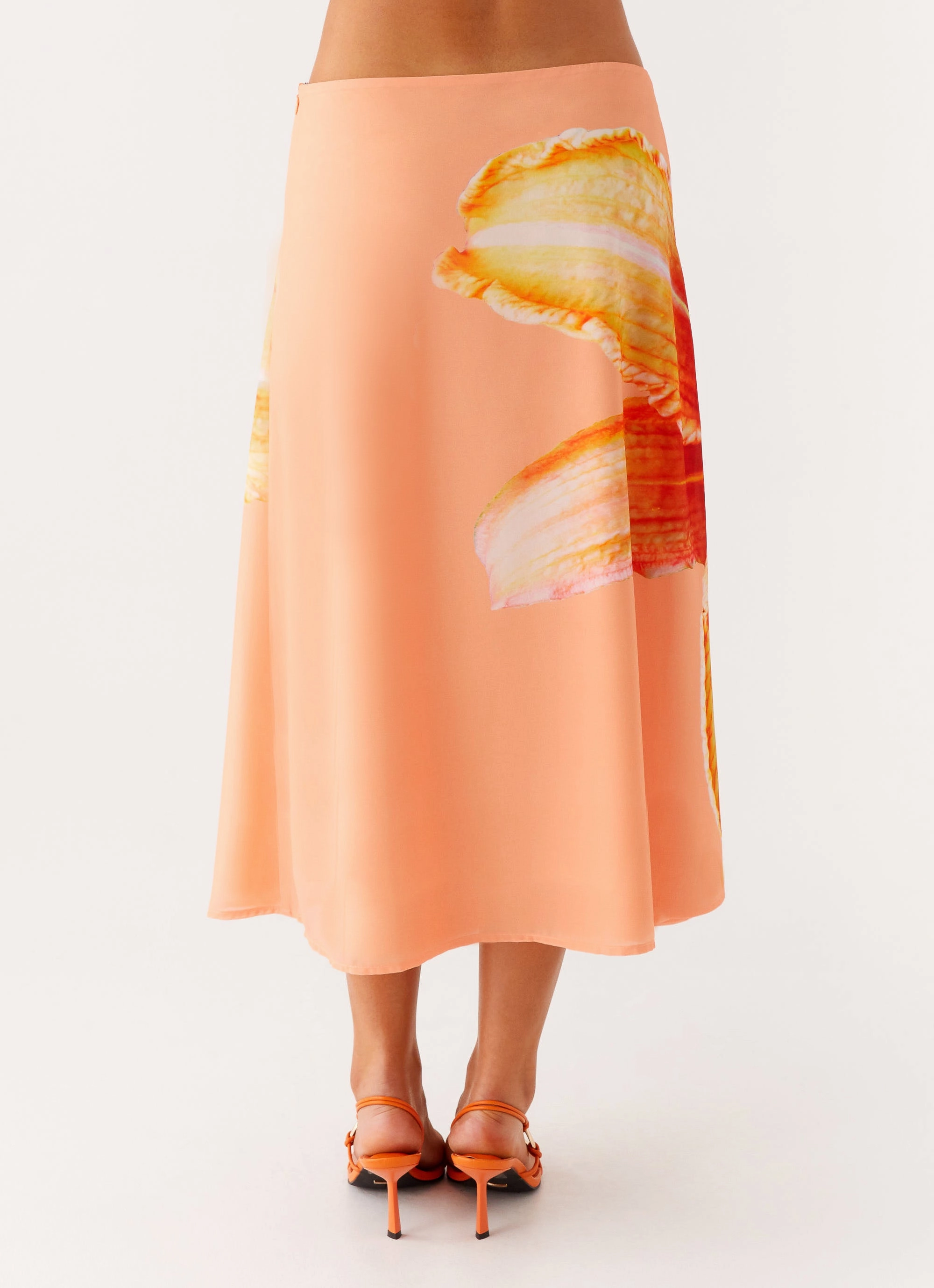 Summertime Midi Skirt - Orange Floral Modest Wear
