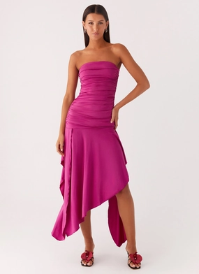 Ora Strapless Maxi Dress - Fuchsia Easy Tones