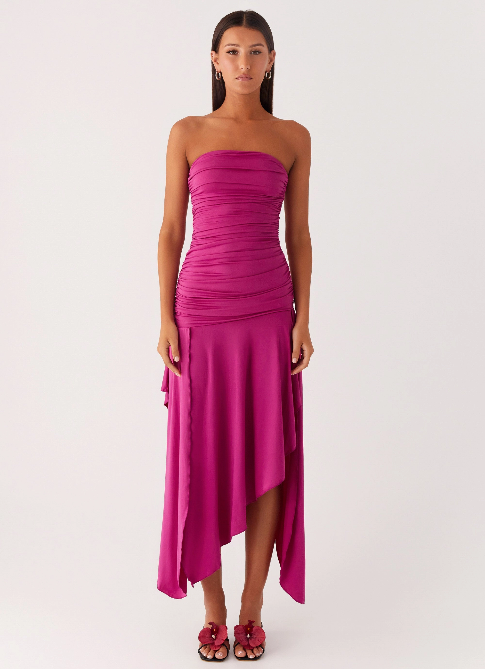 Ora Strapless Maxi Dress - Fuchsia Minimalist Design