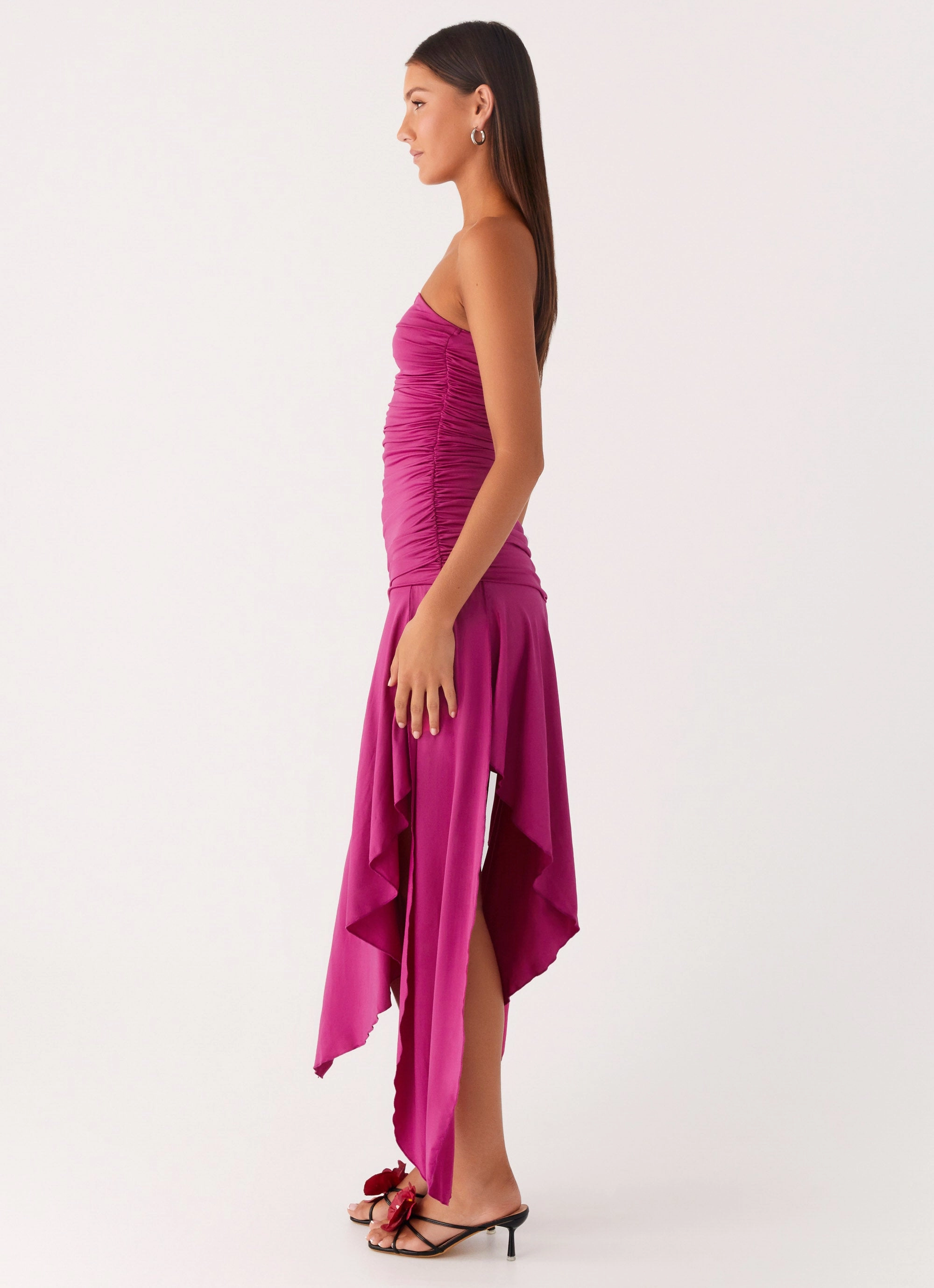 Ora Strapless Maxi Dress - Fuchsia Relaxed Waistband Minimalist feel