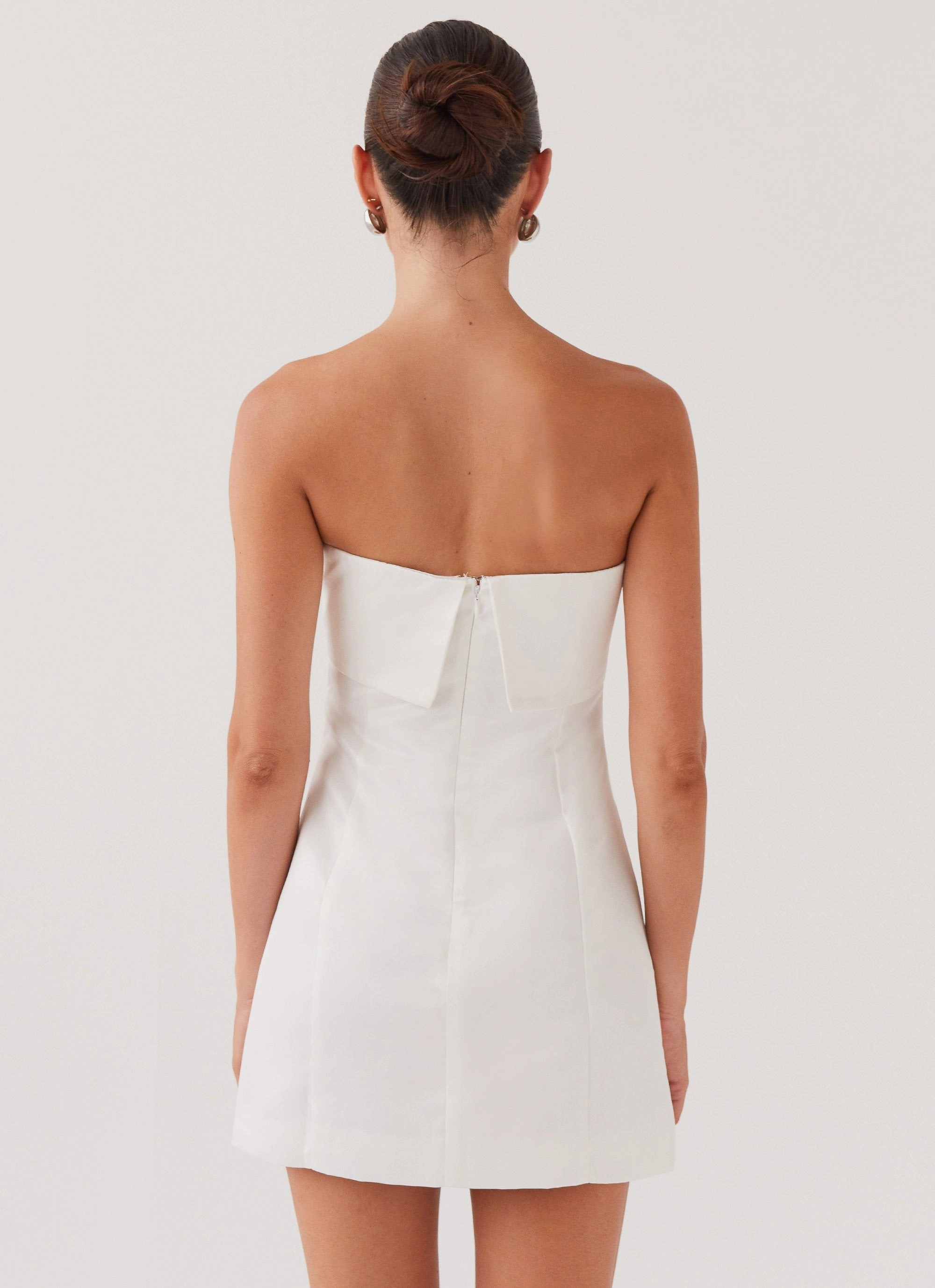 Bombshell Tube Mini Dress - White Pearl Subtle Fit Soft and Chic