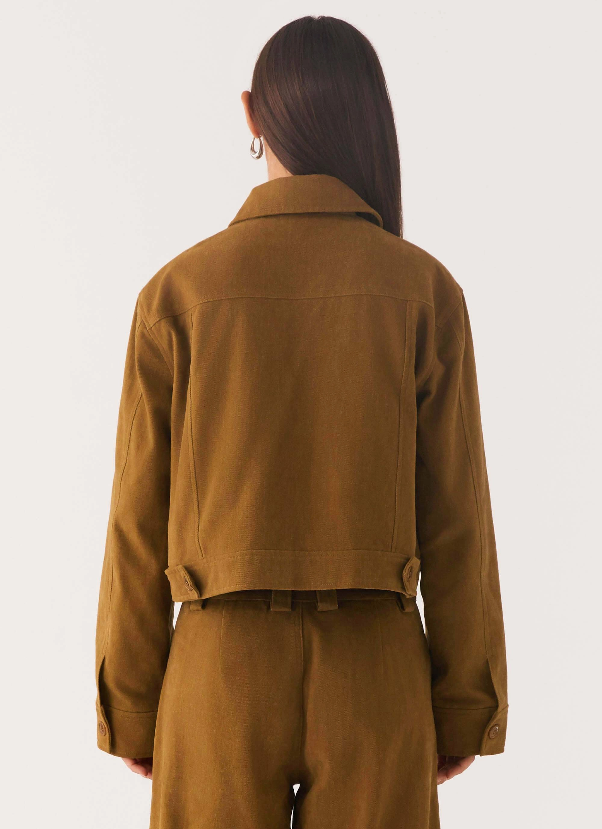 Recycled Polyester Avi Boxy Jacket - Brown