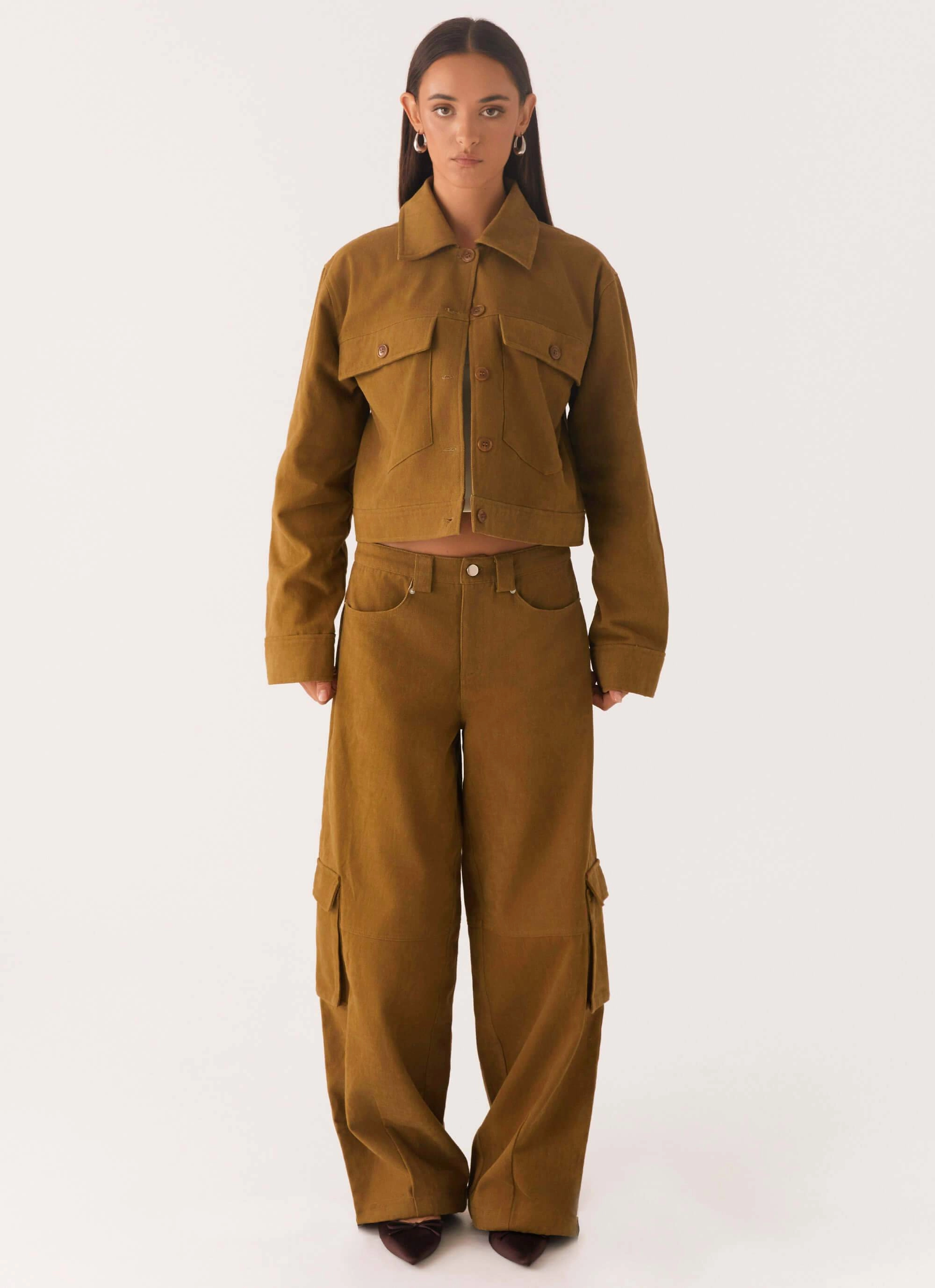 Thermo Regulating Avi Boxy Jacket - Brown