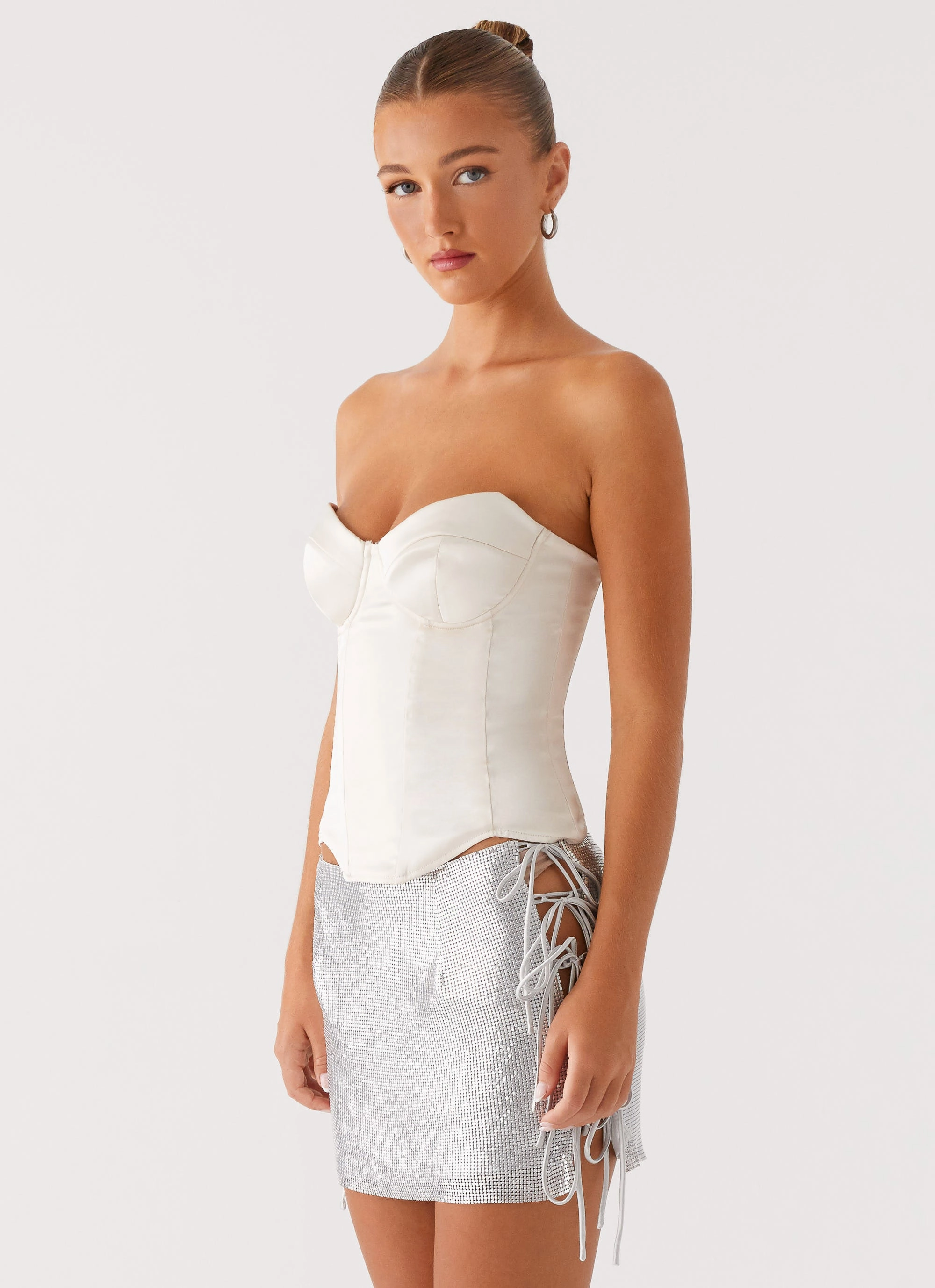 Radar Satin Corset - Ivory RecycledPolyester AntiStatic Coating