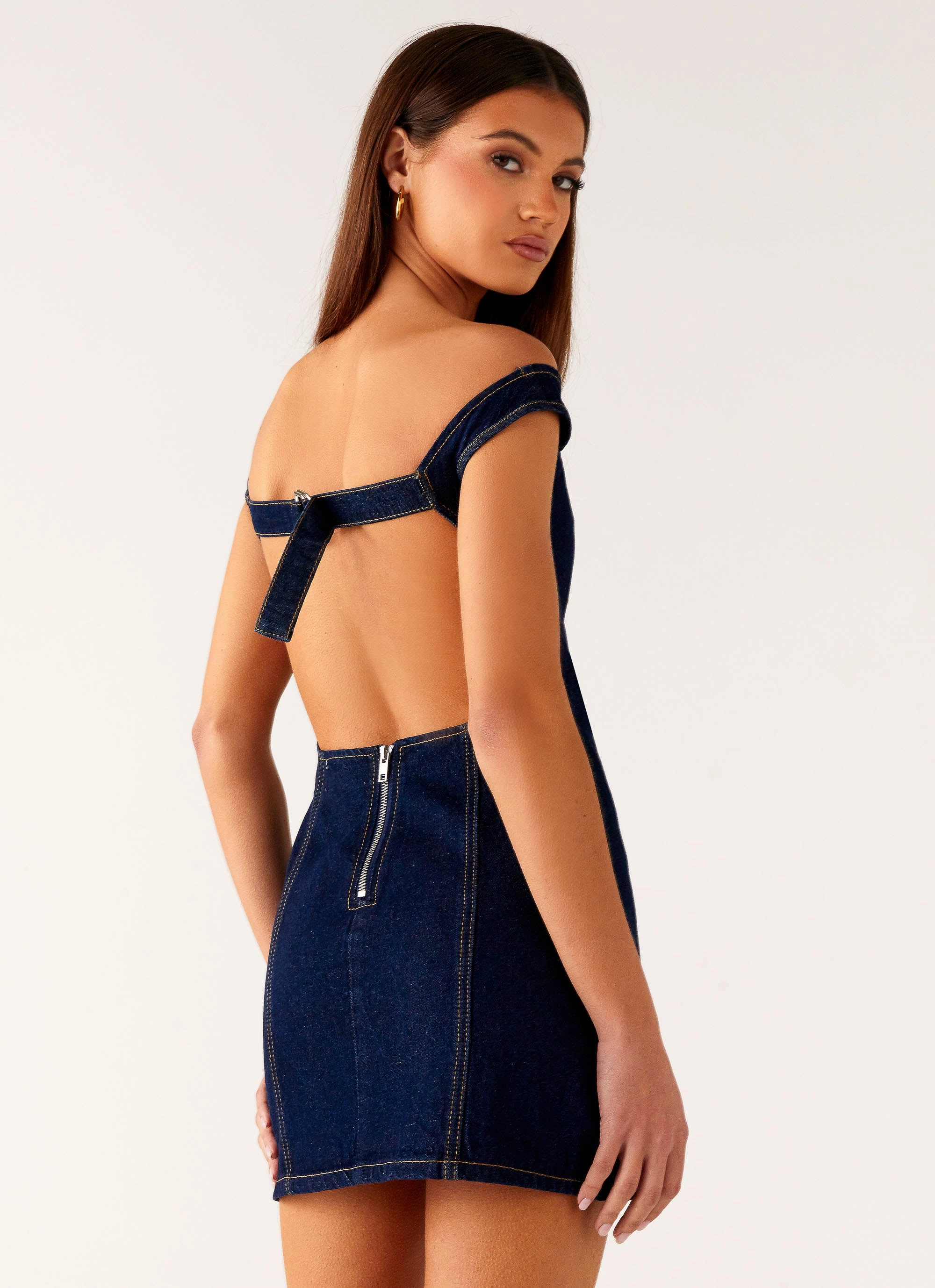 Summer Mood Feminine Look Bonnie Denim Mini Dress - Indigo