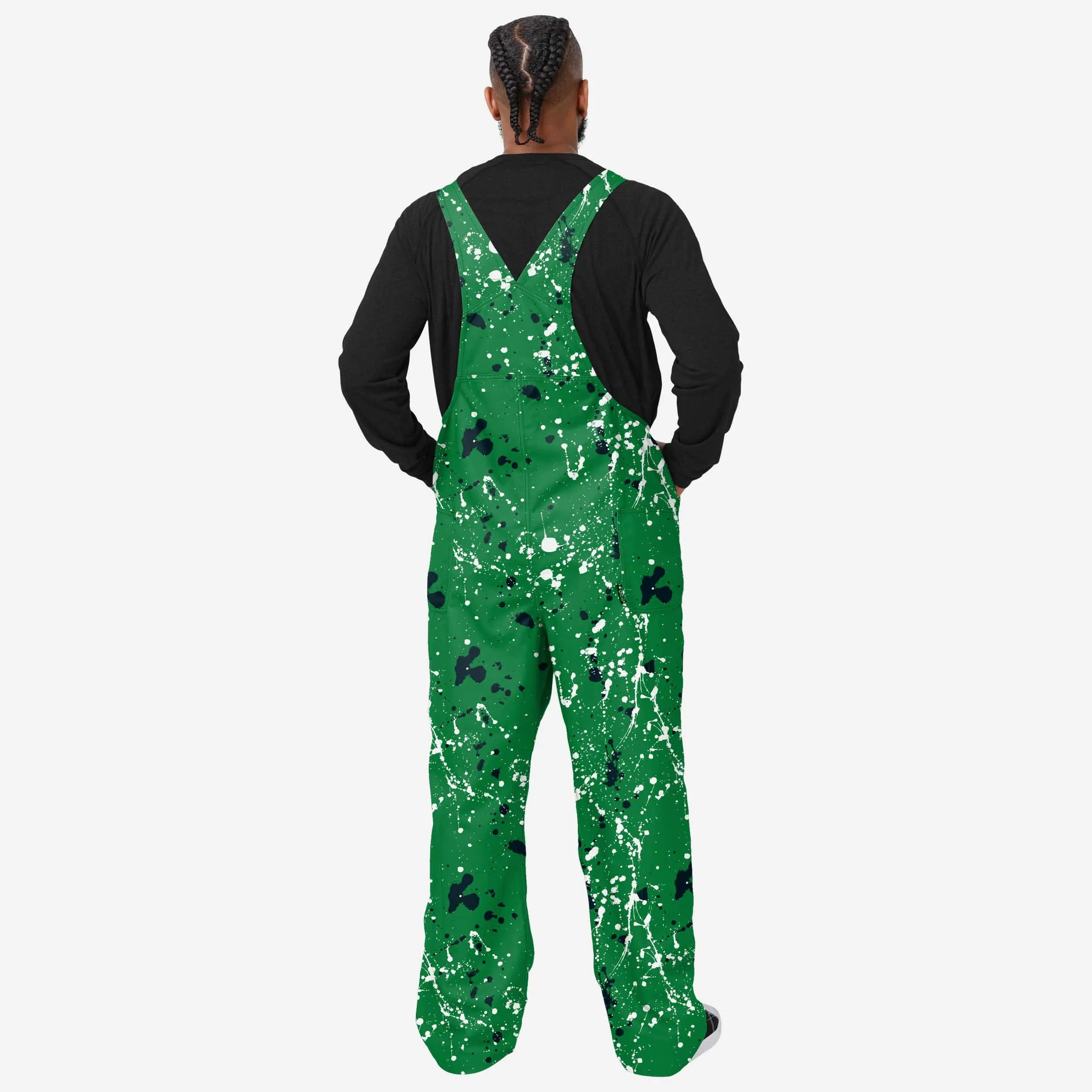 Boston Celtics Mens Paint Splatter Bib Overalls
