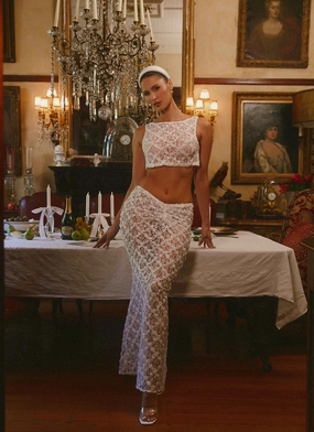 Botanical Dream Maxi Skirt - White Smile Glow