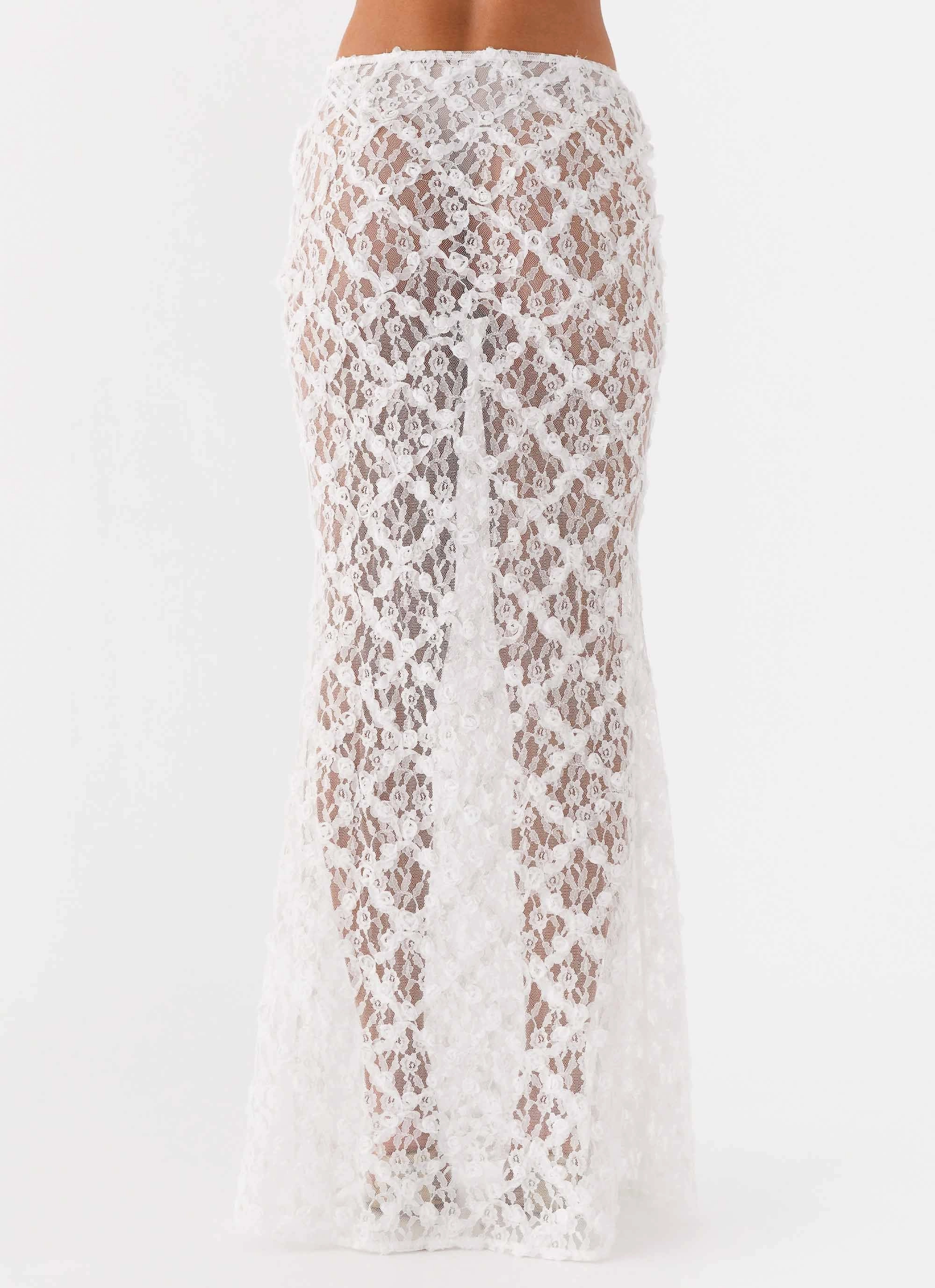 Botanical Dream Maxi Skirt - White Silky Movement