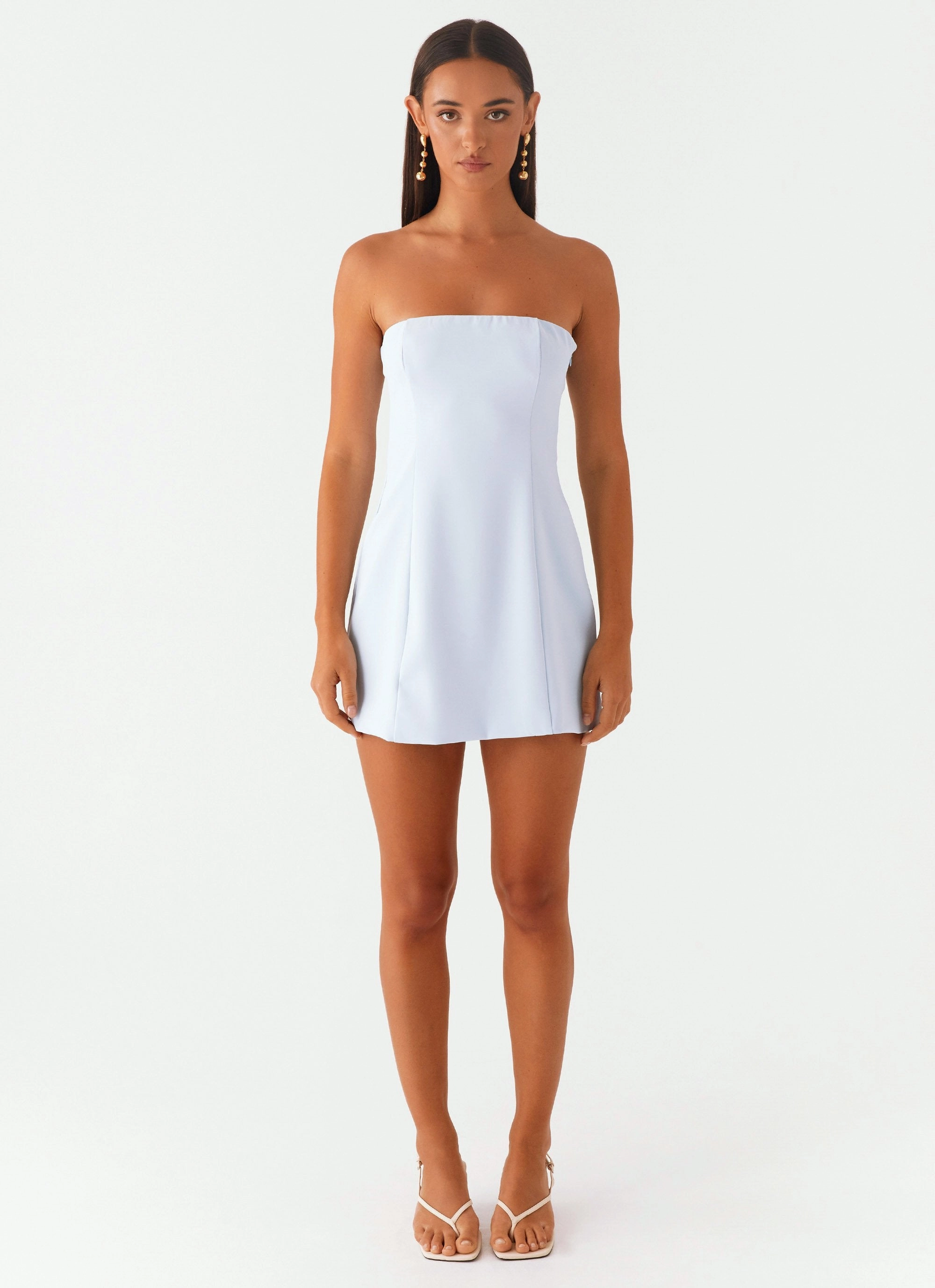 Ayanna Strapless Mini Dress - Blue Fitted Shape Fashion Daily