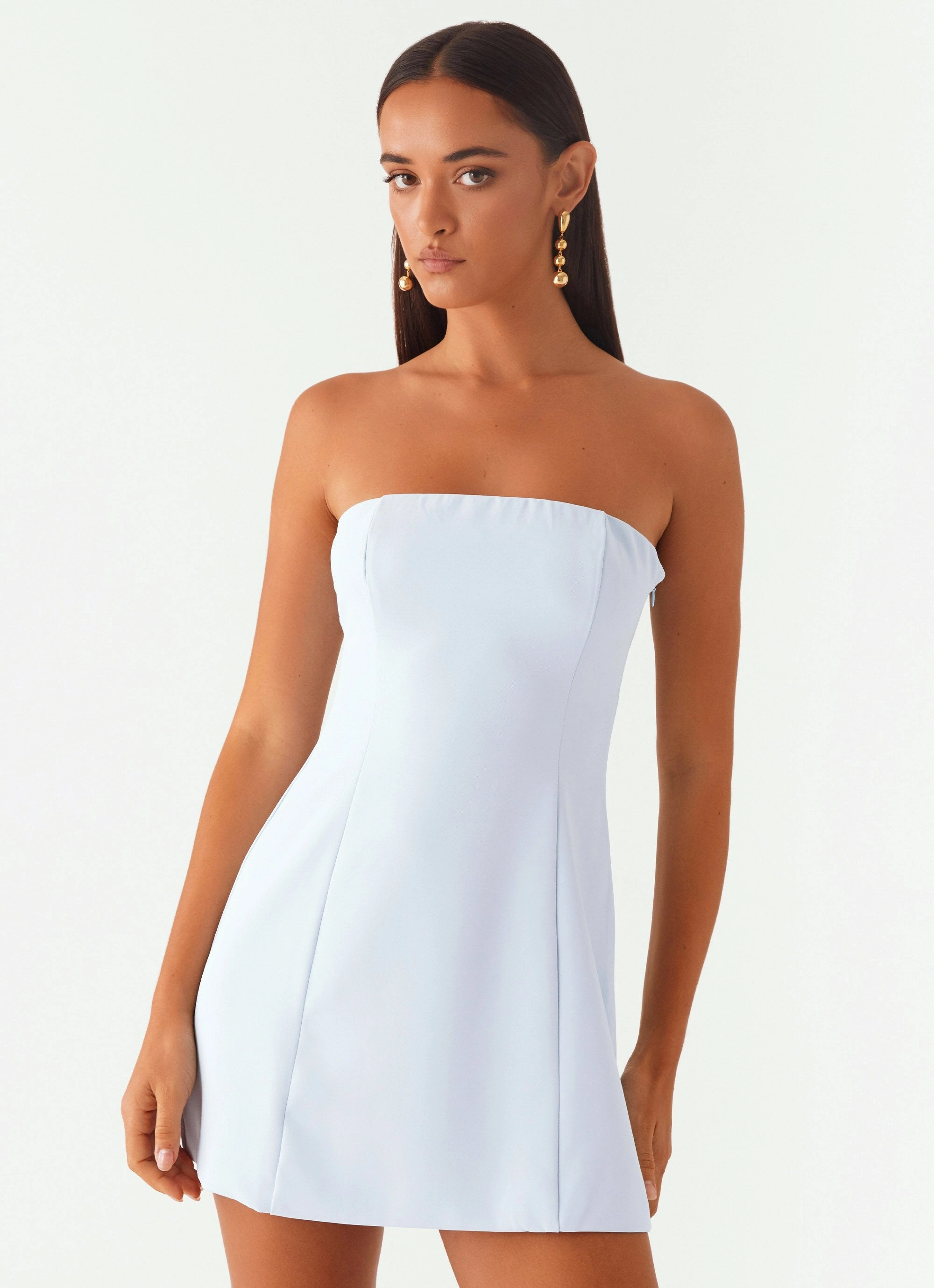 Ayanna Strapless Mini Dress - Blue Bodycon Fit