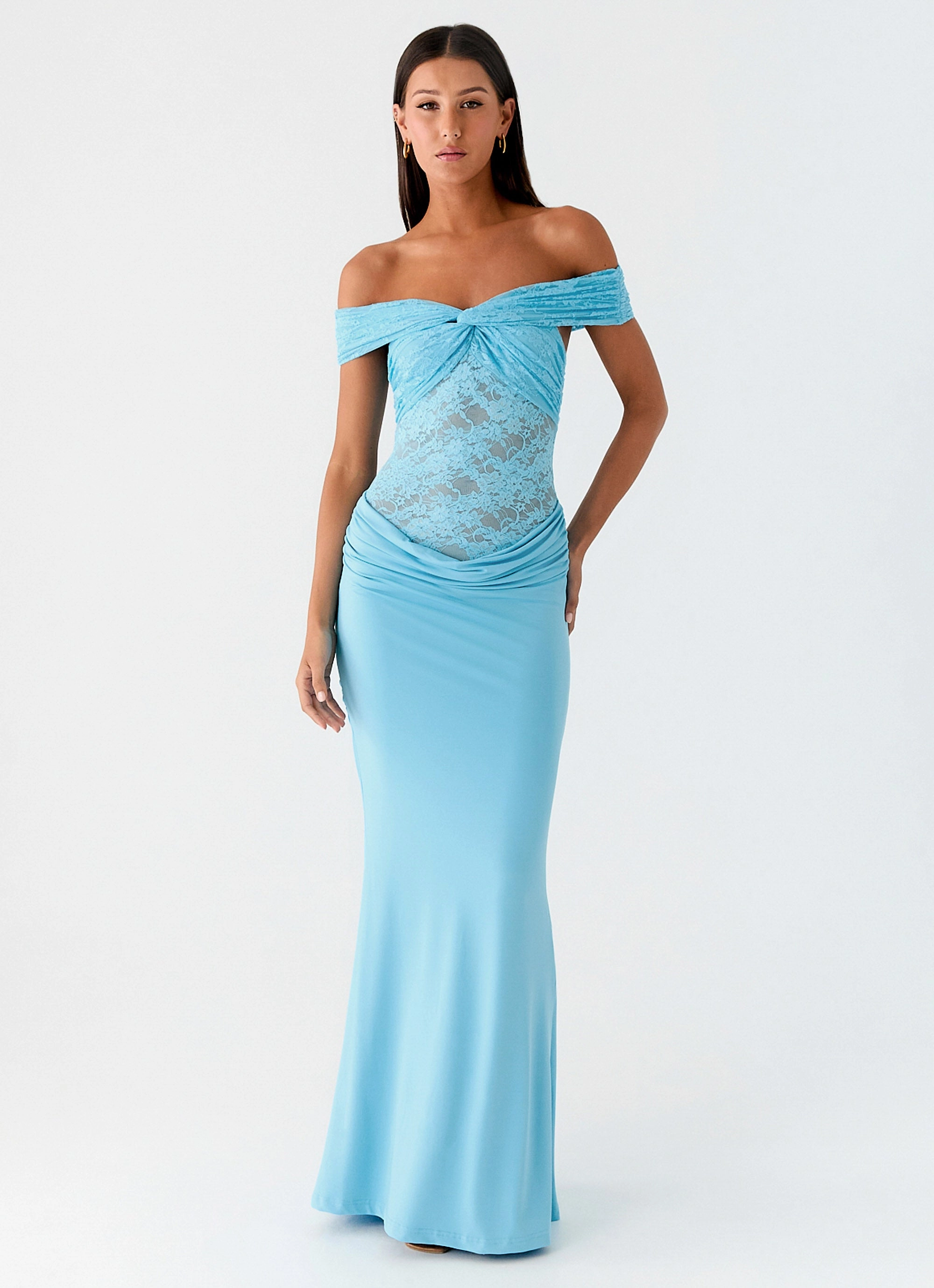 Either Way Maxi Dress - Turquoise Blue Cafe Vibe Style Base