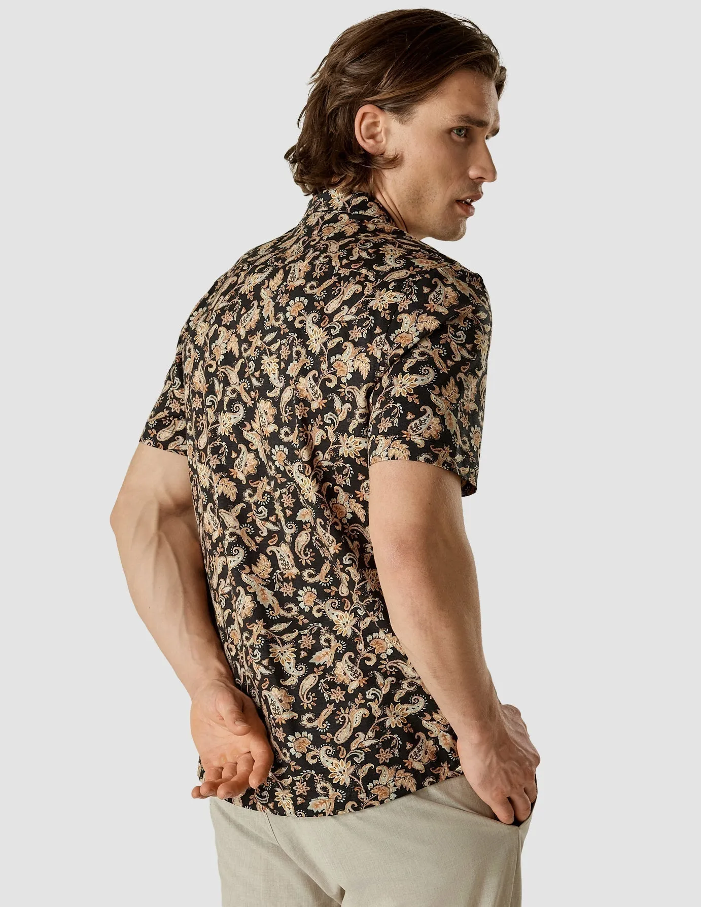 Bowling Short Sleeve Shirt Dark Paisley