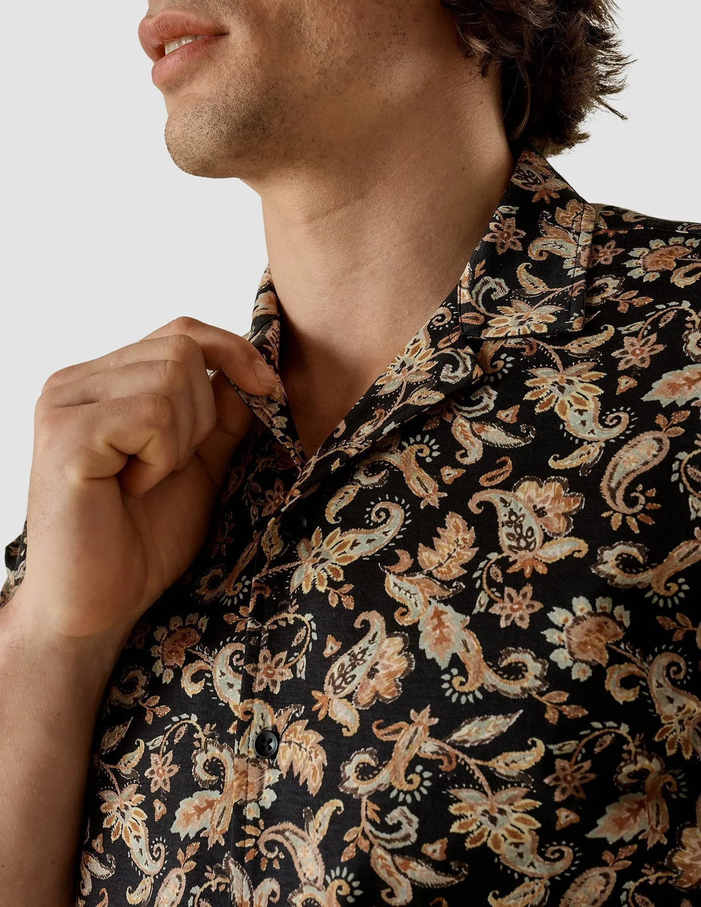Bowling Short Sleeve Shirt Dark Paisley