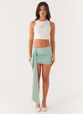 Artisan Print Matte Texture Adalyn Mini Skirt - Mint