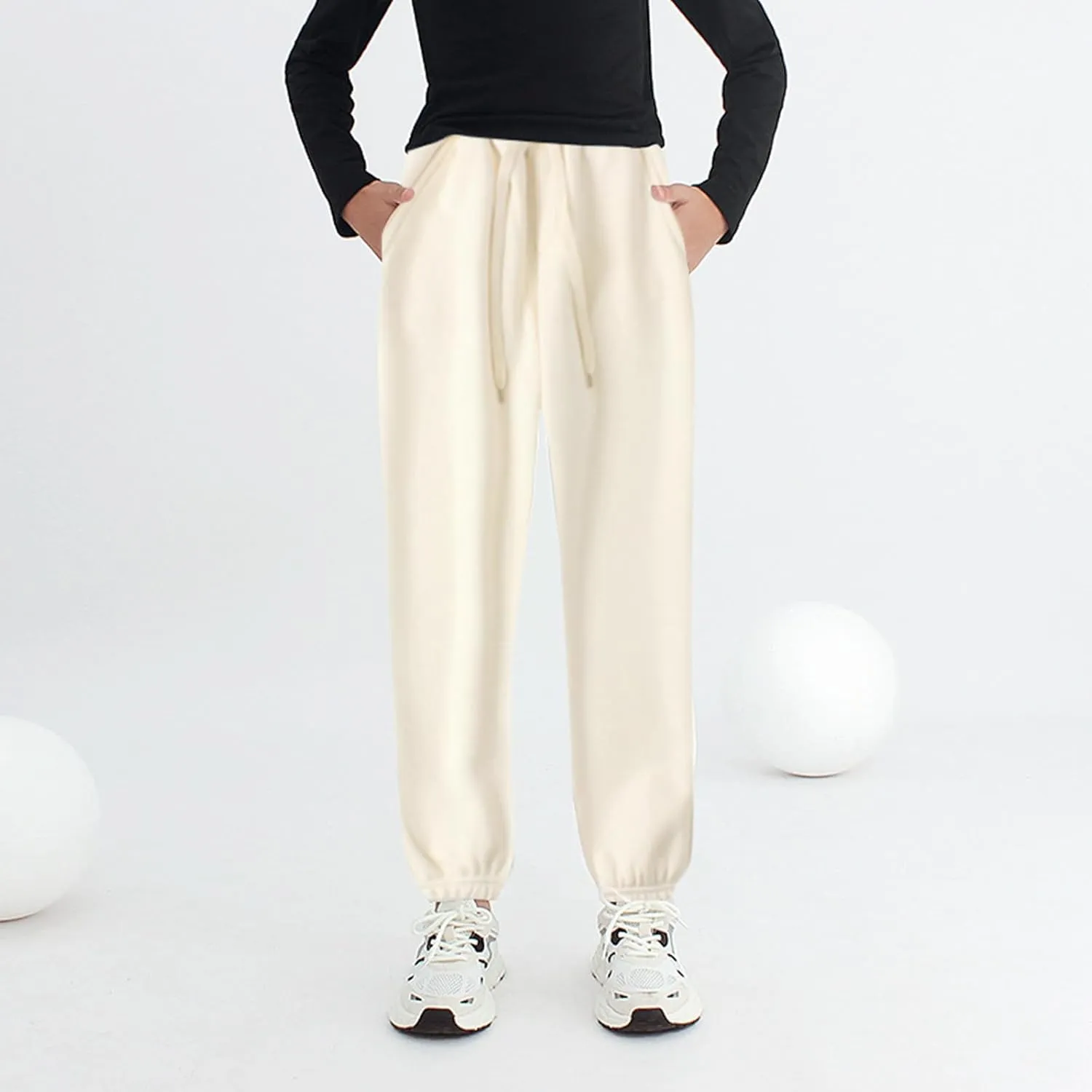 Boys Girls Active Pants Jogger Sweatpants with Pockets Kids Trousers Casual Solid Pants for Newborns