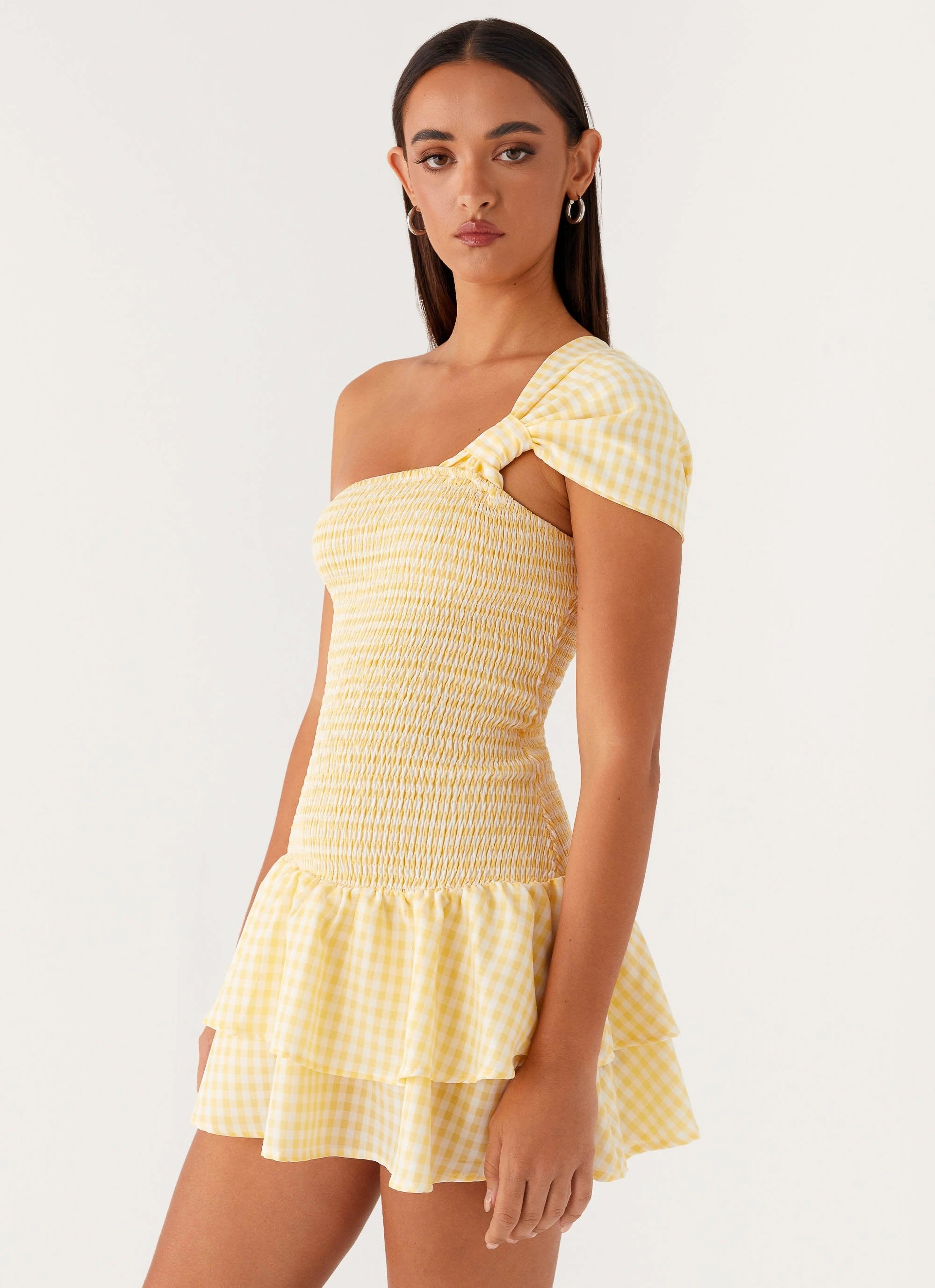 Brandy Mini Dress - Yellow Gingham Chill Detail Soft Design